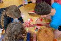 students participating in game