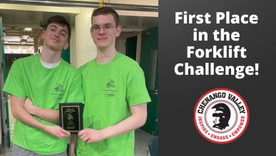students who received first place in the forklift challenge