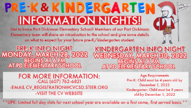Pre-K and Kindergarten Registration Information for 2022-23 School Year
