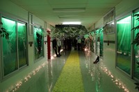 high school hallway decorated for homecoming