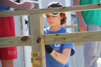 up close of female student working on deck