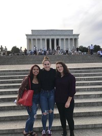 students in washington d c in front of stairs