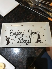 chocolate writing that says enjoy your story