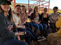 students on hayride