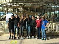 group of students in front of carousel at destiny u s a mall