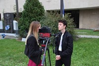 french student does interview with local media