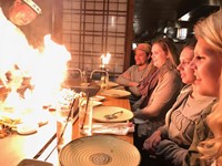 students at hibachi restaurant