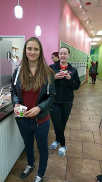 students smile at sweet frog