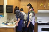 students making grilled cheese