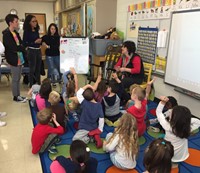 french exchange students answer questions in port dickinson elementary classroom