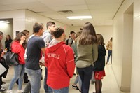 french exchange students touring halls of port dickinson elementary