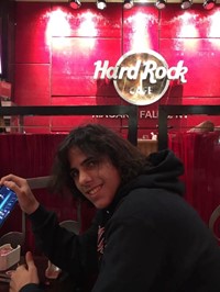 student at hard rock cafe
