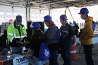 students talk to representatives at construction career day