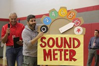 mister fitzsimmons controls the sound meter based on applause at high school pep rallys c v has tale