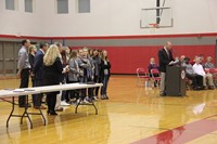 girls soccer team at fall sports awards