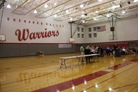 wide shot of sports awards in high school gym