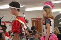 students dressed for trashion show