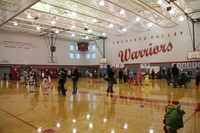 wide shot of gym at spooktacular event