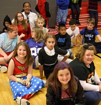 group of students dressed up for halloween at port dickinson elementary