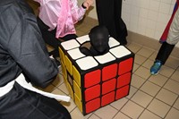 student dressed as rubix cube
