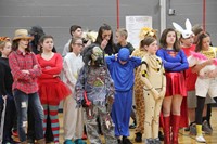 students dressed up for middle school costume contest