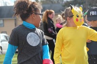 students dressed as cheerleader and pickachu