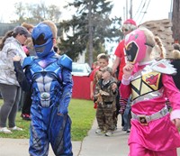 students dressed as power rangers