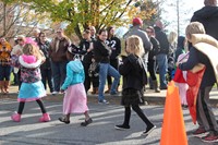 students walking in parade line