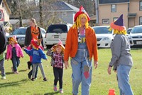 students with teacher at port dickinson elementary halloween parade