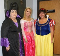 three chenango bridge staff members dressed up for halloween