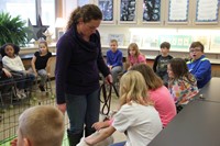 more students pet captain the goat