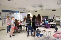 students in glamour room