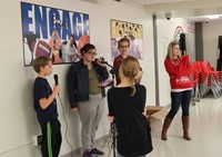 students singing karaoke