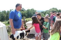 other students pet one week old calf