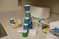 three little pigs challenge houses made of paper cups.