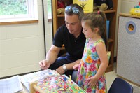 playing candyland at port dickinson elementary kindergarten orientation