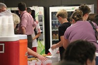 students get punch and cookies at middle school orientation