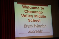 powerpoint sign that reads welcome to chenango valley middle school every warrior succeeds