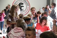 students in the middle school cafteteria at middle school orientation