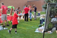 boy plays football game at rally in the valley