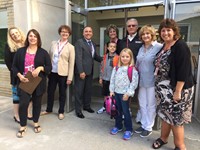 CV staff with students at Chenango Bridge Elementary on first day of school