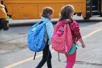 students walking toward port dickinson elementary school