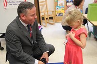 superintendent gill talks to student on first day