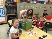 students and teachers smiles at port dickinson elementary