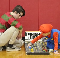 student playing racing game