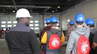 students entering building