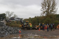 wide shot of machinery at construction career day