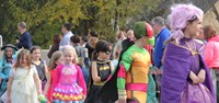 students wearing halloween costumes