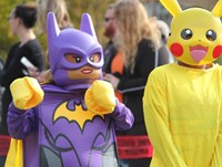 two students in halloween costumes