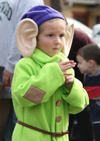 student wearing halloween costume